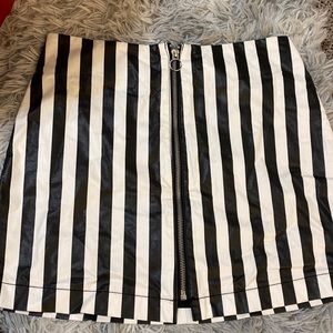 Striped leather skirt